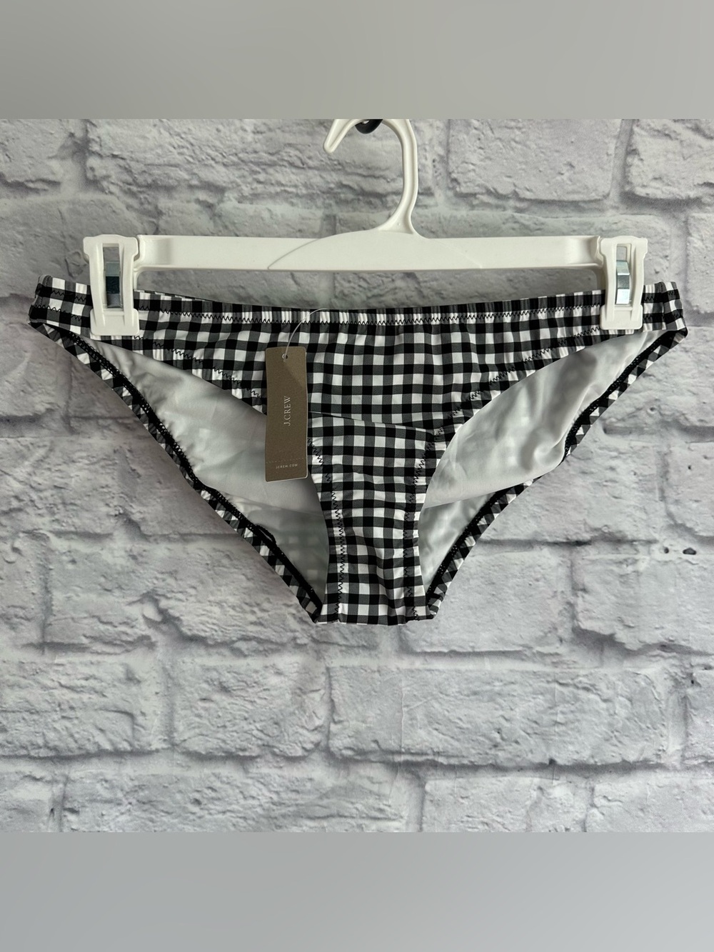 NEW WITH TAGS J. CREW BLACK PLAID GINGHAM BIKINI BOTTOMS MEDIUM M